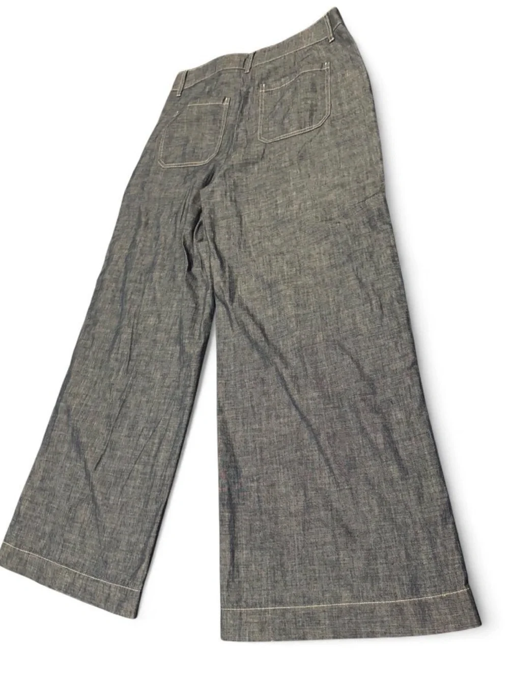 NWT J.Crew Re-Imagined Chambray Wide Leg Pants Women’s 10 100% Cotton Blue